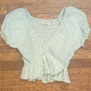 Urban Outfitters Light Blue Smocked Blouse